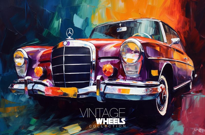 Abstract Vintage Mercedes Canvas Design