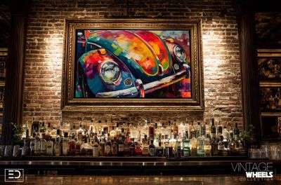 Abstract Vintage VW Beetle Canvas Design