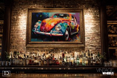 Abstract Vintage VW Beetle Canvas Design