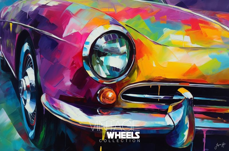 Abstract Vintage Wheels Canvas Design