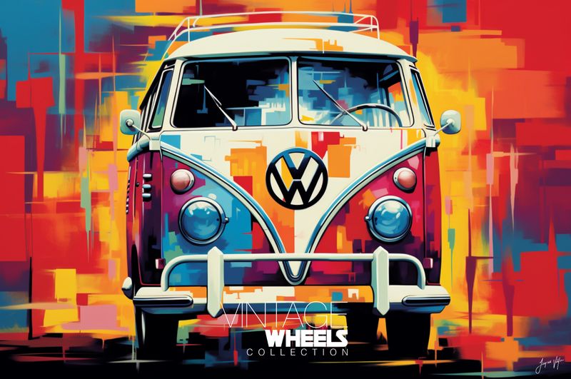 Abstract Vintage Wheels Canvas Design