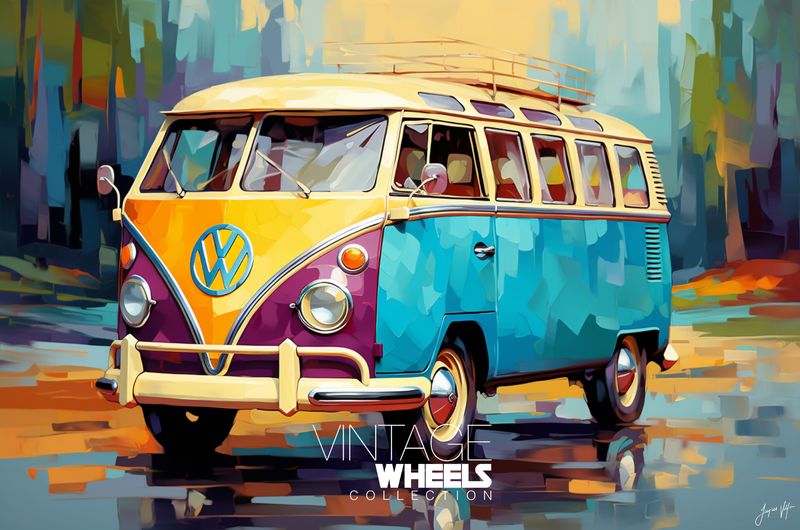 Abstract Vintage VW Wheels Canvas Design