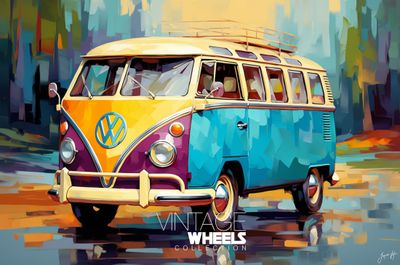 Abstract Vintage VW Wheels Canvas Design