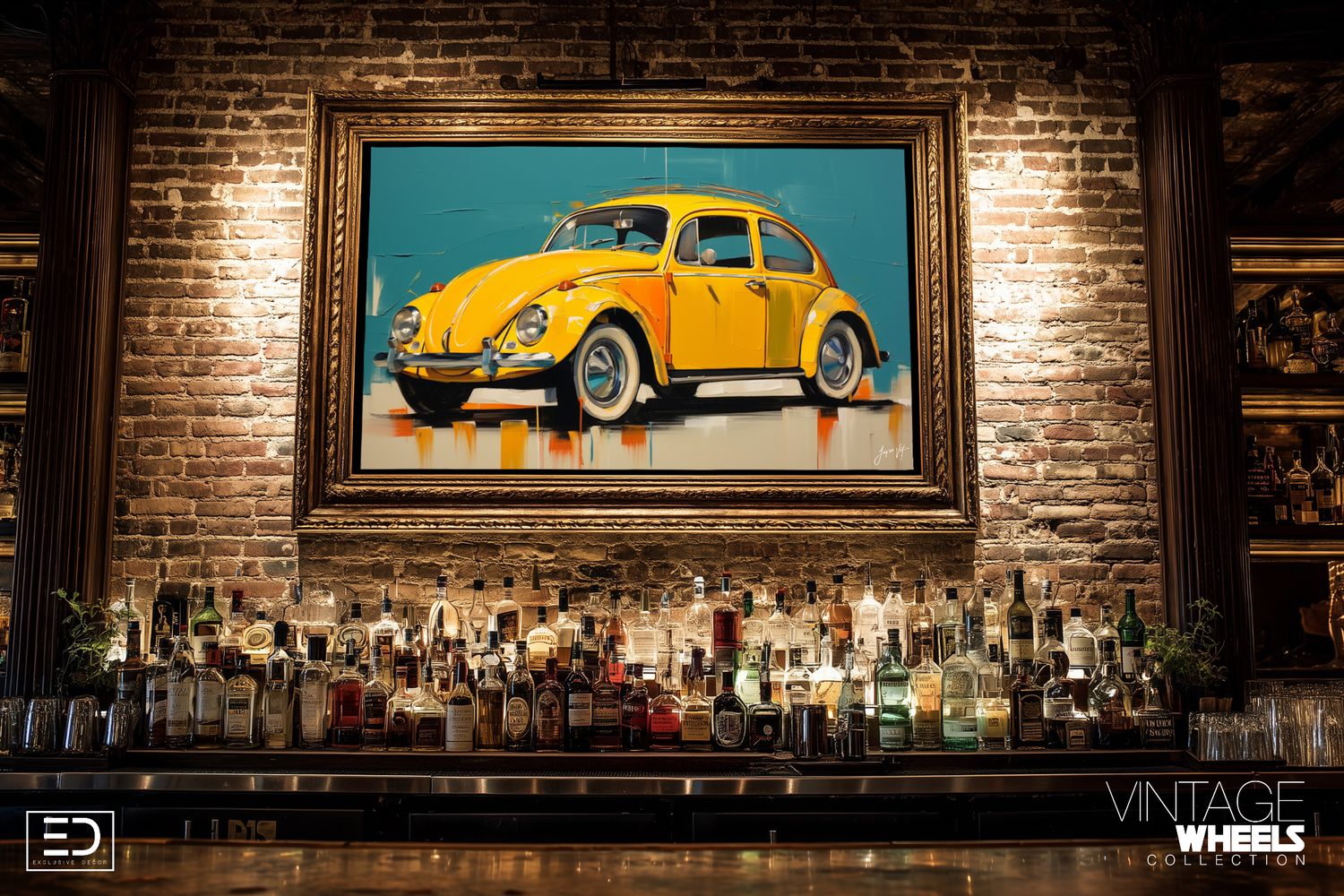 Abstract Vintage VW Beetle Canvas Design