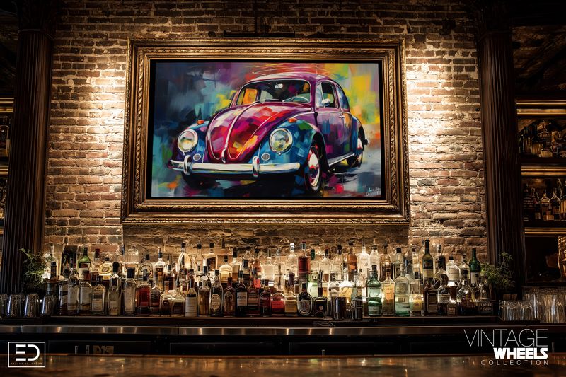 Abstract Vintage VW Beetle Canvas Design