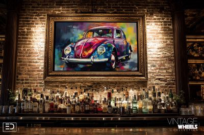 Abstract Vintage VW Beetle Canvas Design