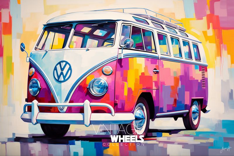 Abstract Vintage Wheels Canvas Design