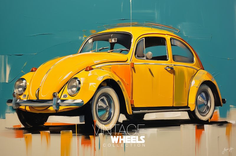 Abstract Vintage VW Beetle Canvas Design
