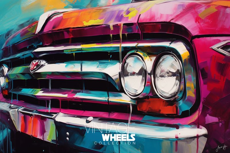 Abstract Vintage Pickup Truck Canvas Design