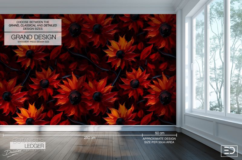 Daisy Wallpaper Design:  "The Botanist's Ledger" Collection