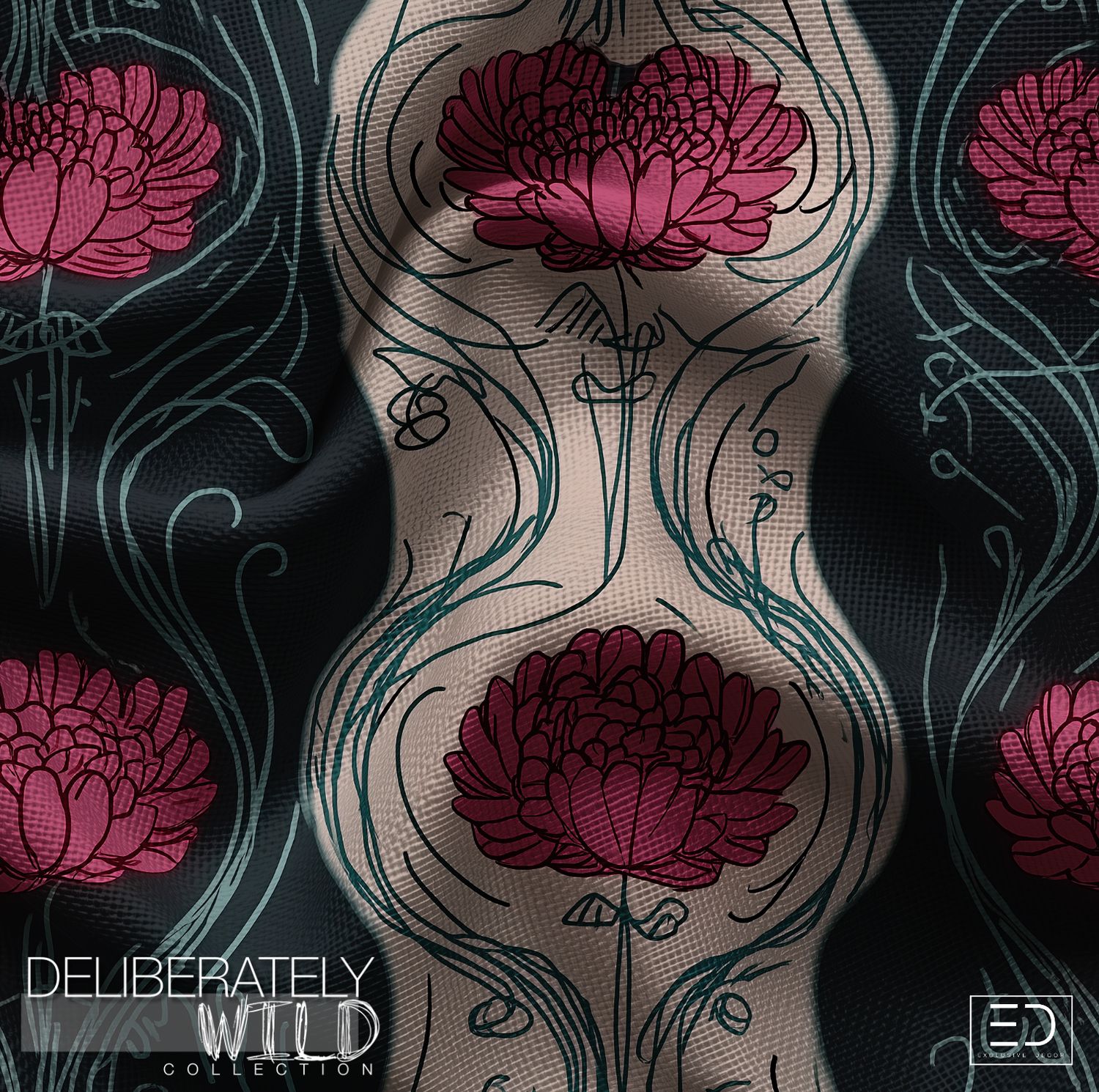 Deliberately Wild – Modern Abstract Line Pattern Fabric