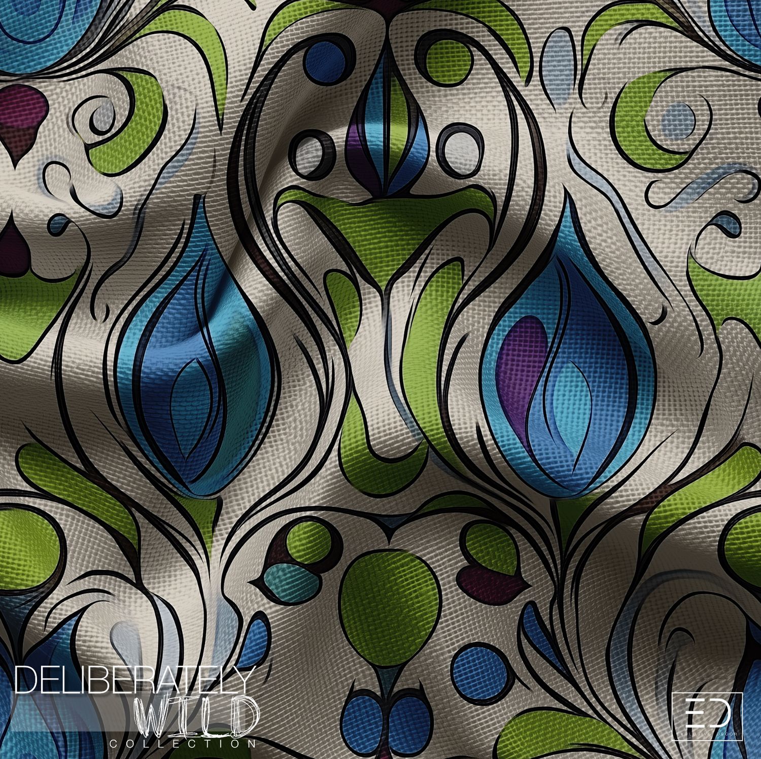 Deliberately Wild – Modern Abstract Line Pattern Fabric