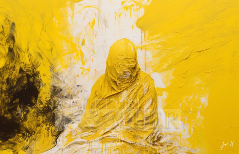 Abstract Woman Wrapped in Cloth - Veiled Amber Canvas Print