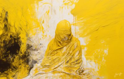 Abstract Woman Wrapped in Cloth - Veiled Amber Canvas Print