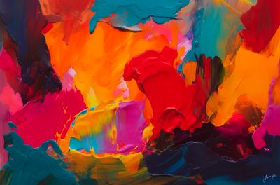 Abstract Impasto Canvas Art | Radiant Rhapsody Colorful Wall Print