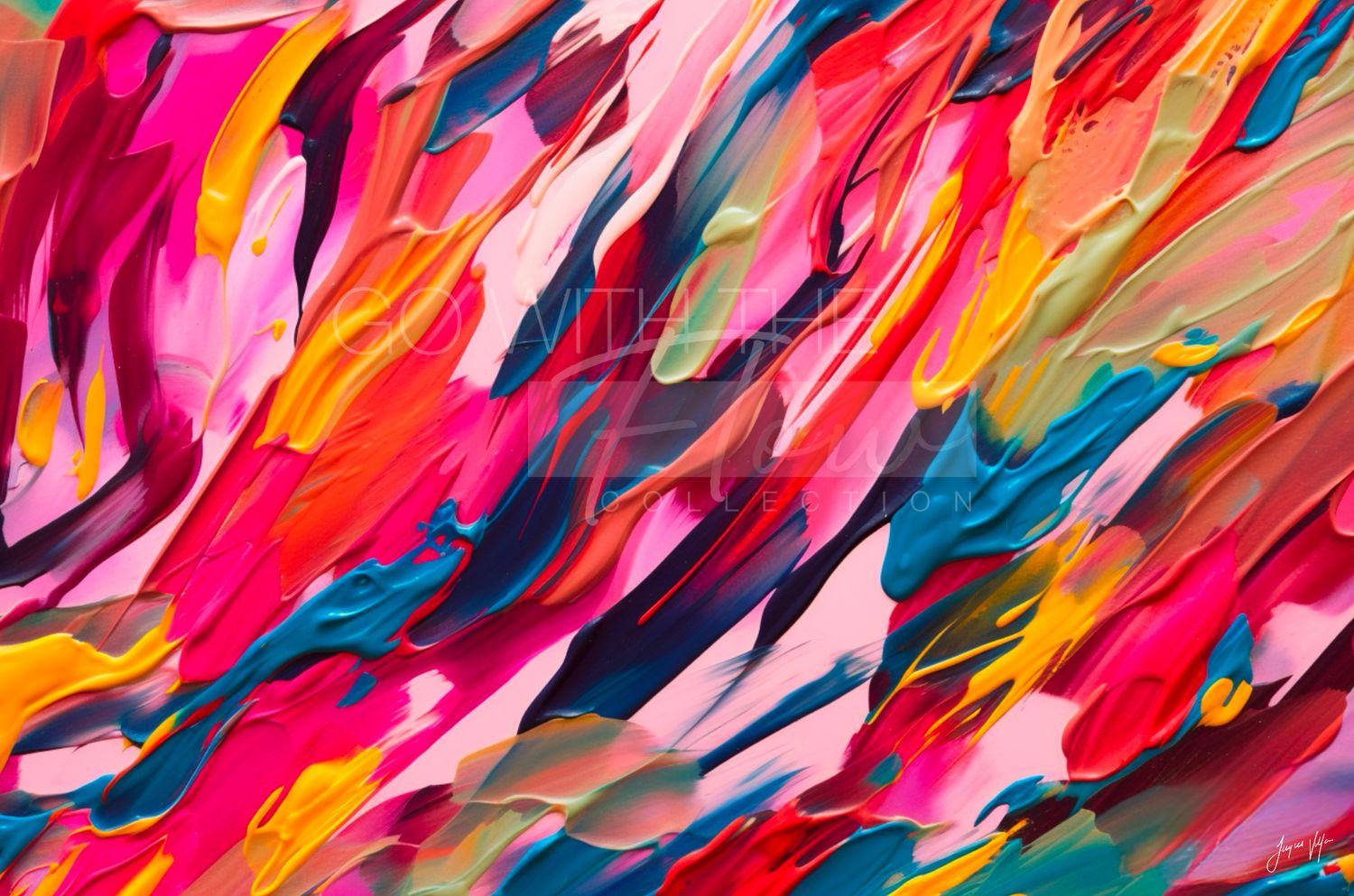 Abstract Canvas Art | Go with the Flow Vibrant Wavy Line Design
