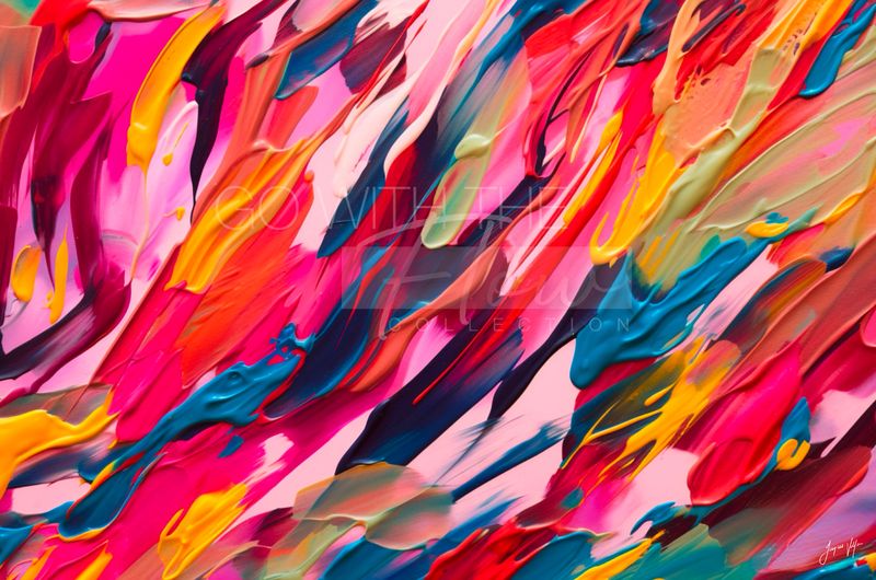 Abstract Canvas Art | Go with the Flow Vibrant Wavy Line Design