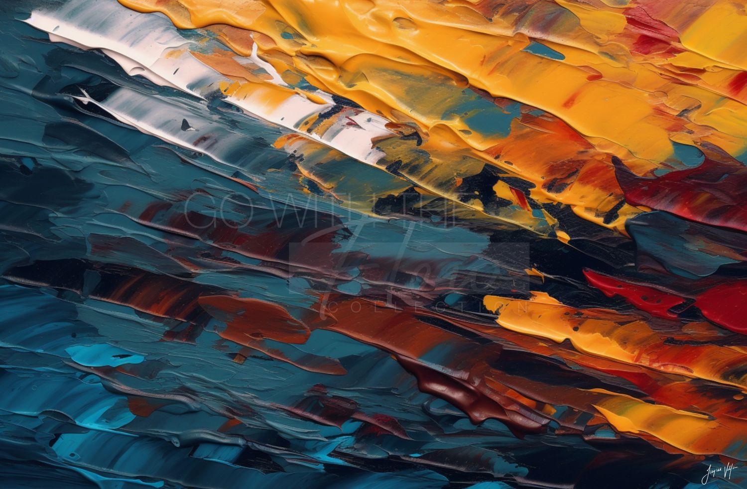 Abstract Canvas Art | Go with the Flow Vibrant Wavy Line Design