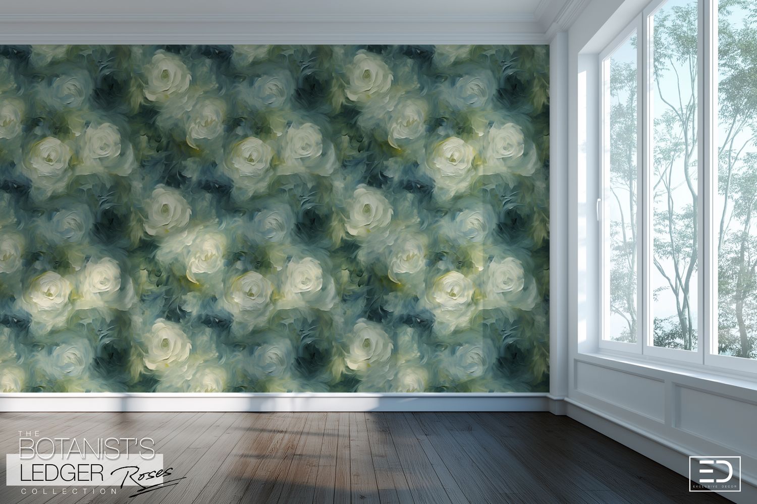 English Rose Wallpaper Design - The Botanist&#39;s Ledger