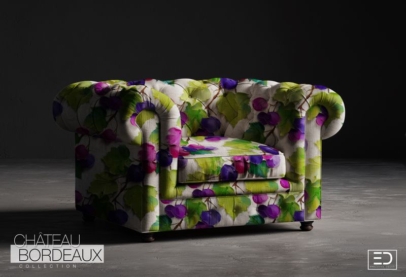Chateau Bordeaux Grapevine Fabric | Abstract Wine Country Fabric
