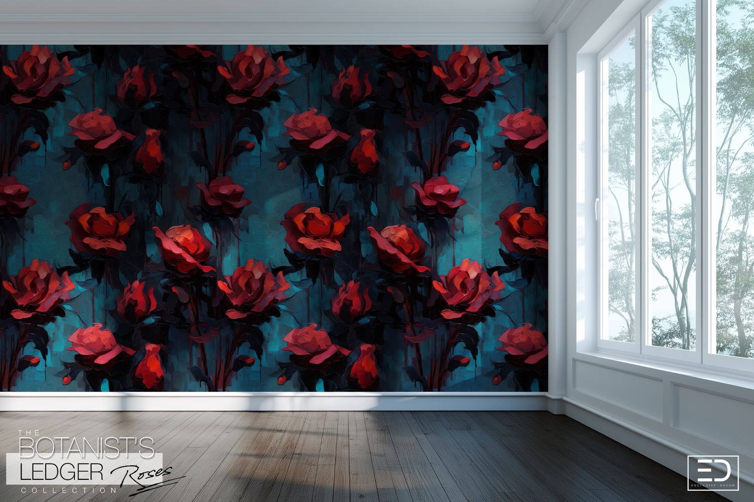Abstract Impasto Paint Rose Wallpaper | The Botanist&#39;s Ledger Collection