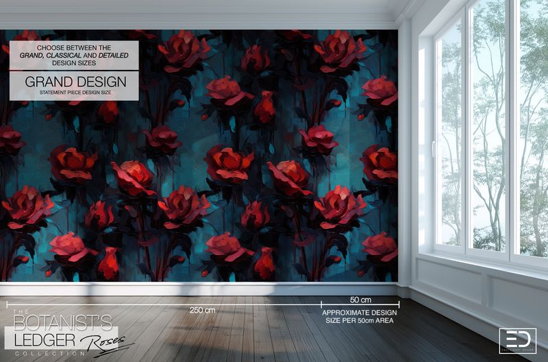Abstract Impasto Paint Rose Wallpaper | The Botanist's Ledger Collection