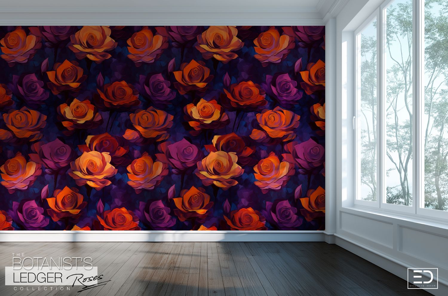 Abstract Impasto Paint Rose Wallpaper | The Botanist&#39;s Ledger Collection