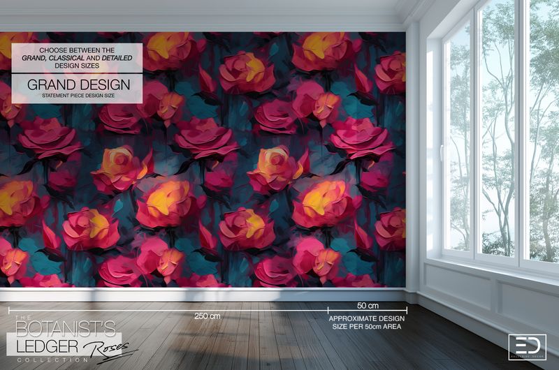 Abstract Impasto Paint Rose Wallpaper | The Botanist's Ledger Collection