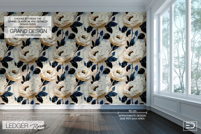 Abstract Impasto Paint Rose Wallpaper | The Botanist's Ledger Collection