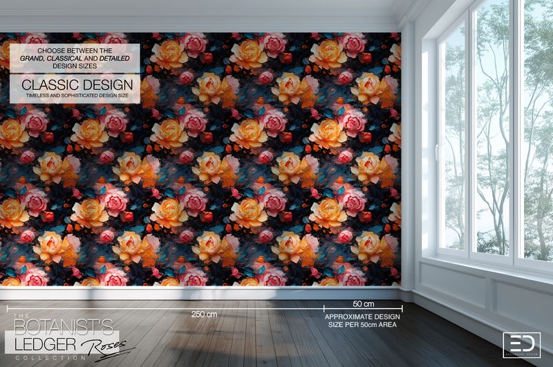 Abstract Impasto Paint Rose Wallpaper | The Botanist's Ledger Collection