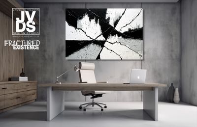 Fractured Existence - A Monotone Abstract Wall Art Canvas Collection
