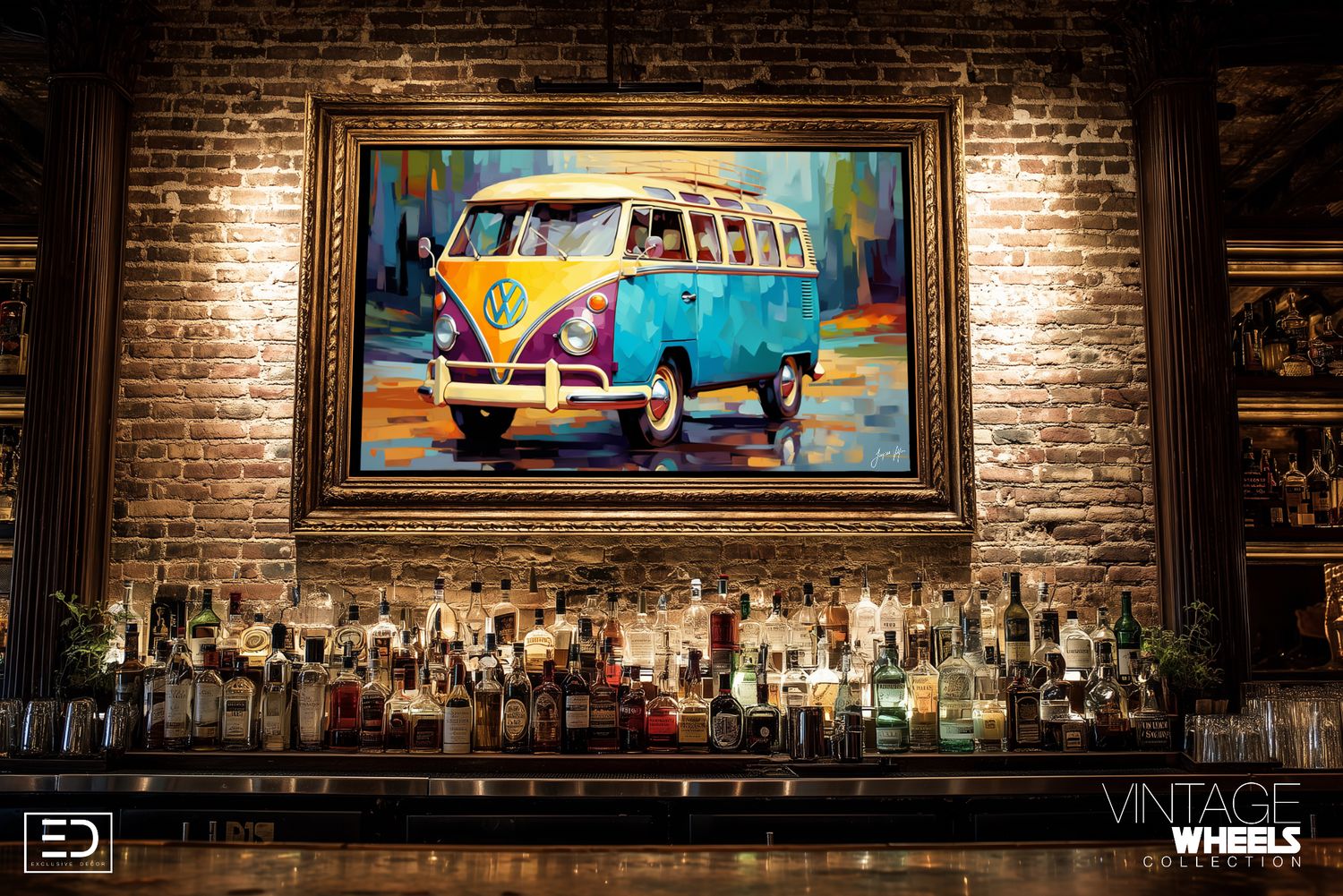 Abstract Vintage VW Wheels Canvas Design