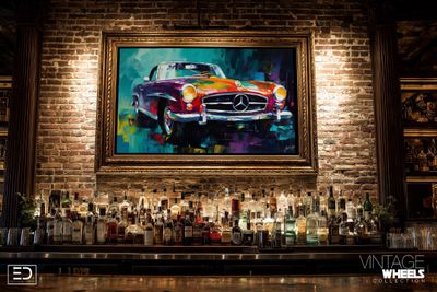 Abstract Vintage Mercedes Canvas Design