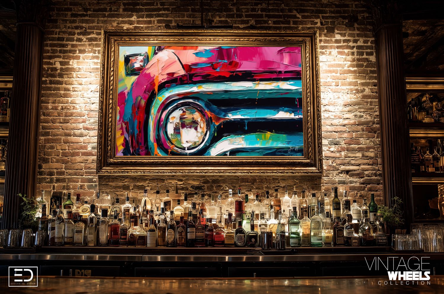 Abstract Vintage Pickup Truck Canvas Design