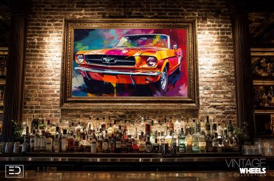 Abstract Vintage Ford Mustang Canvas Design