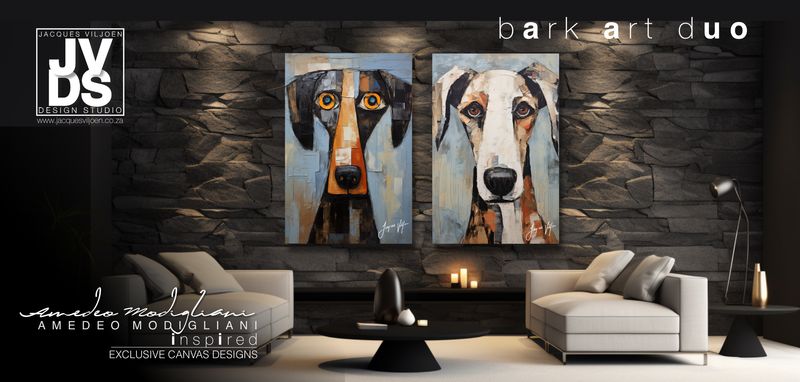 Bark Art Duo - Dog Canvas Designs - Amedeo Modigliani