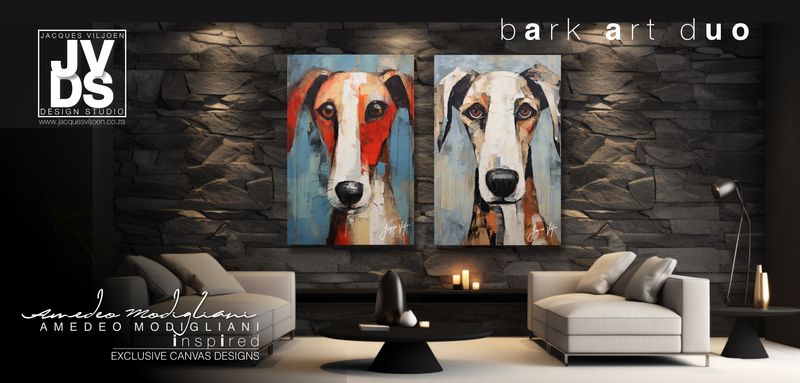 Bark Art Duo - Dog Canvas Designs - Amedeo Modigliani