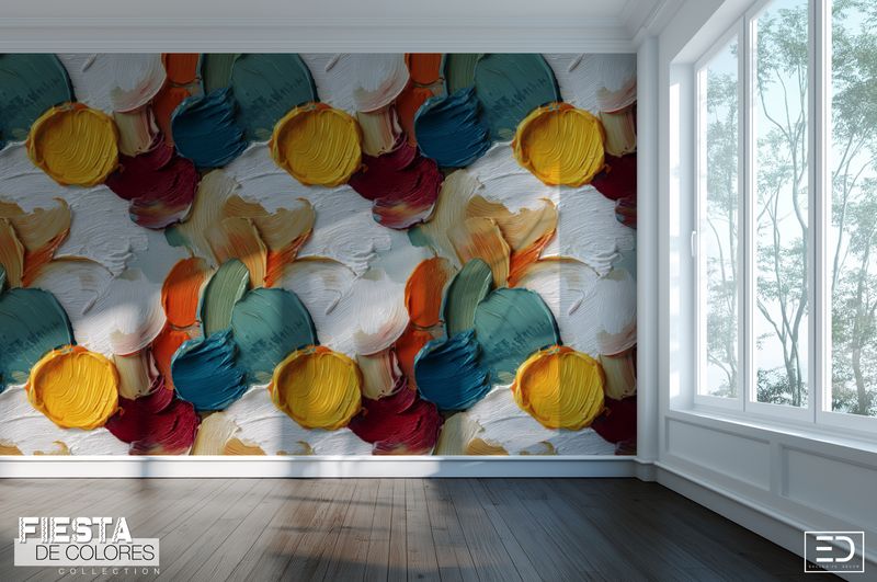 La Rueda | Warm Multicolour Abstract Circle Wallpaper | Fiesta de Colores Collection