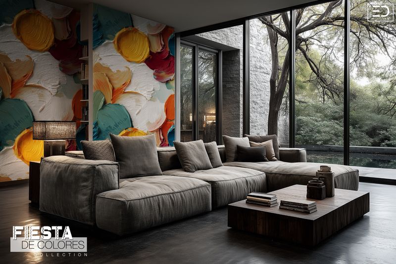 La Rueda | Warm Multicolour Abstract Circle Wallpaper | Fiesta de Colores Collection