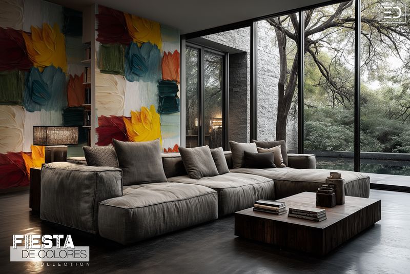 Hojas Vivas | Earthy Rust, Ochre &amp; Teal Abstract Leaf Wallpaper | Fiesta de Colores Collection