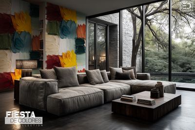 Hojas Vivas | Earthy Rust, Ochre & Teal Abstract Leaf Wallpaper | Fiesta de Colores Collection