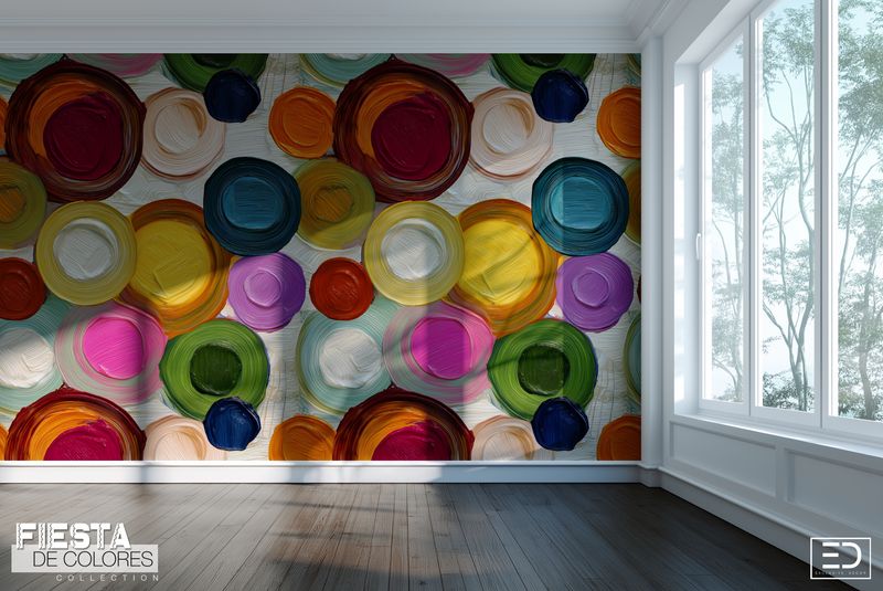 Círculo Suave | Pastel Pink, Teal &amp; Lavender Abstract Circle Wallpaper | Fiesta de Colores Collection