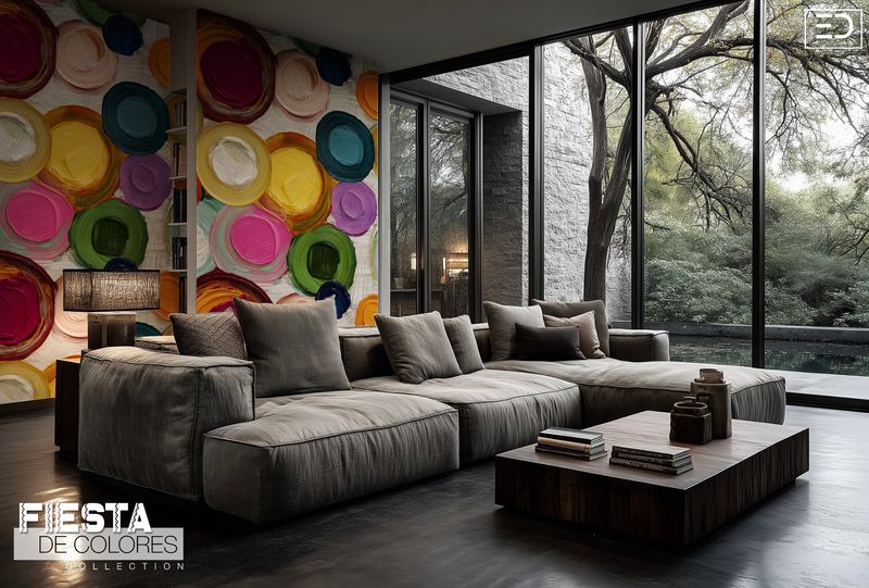 Círculo Suave | Pastel Pink, Teal &amp; Lavender Abstract Circle Wallpaper | Fiesta de Colores Collection