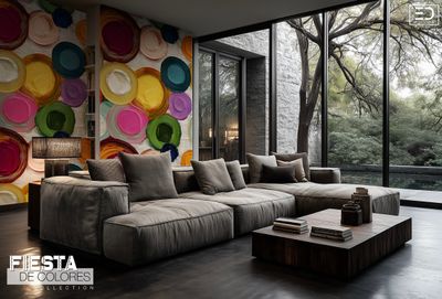 Círculo Suave | Pastel Pink, Teal & Lavender Abstract Circle Wallpaper | Fiesta de Colores Collection