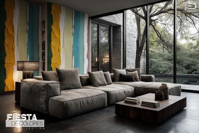 Velas Suaves | Ochre, Teal &amp; Dusty Rose Stripe Wallpaper | Fiesta de Colores Collection