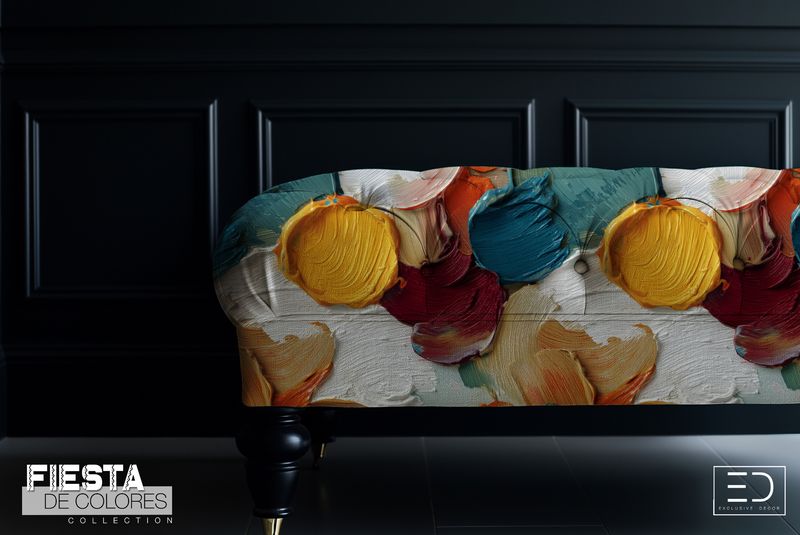 La Rueda | Warm Multicolour Abstract Circle Fabric | Fiesta de Colores Collection