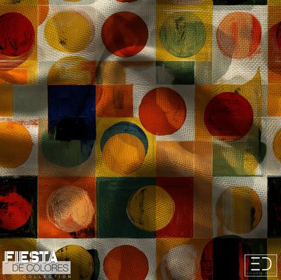 Otoño Vivo | Burnt Sienna, Ochre &amp; Forest Green Abstract Circle Fabric | Fiesta de Colores Collection