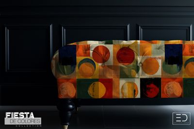 Otoño Vivo | Burnt Sienna, Ochre &amp; Forest Green Abstract Circle Fabric | Fiesta de Colores Collection
