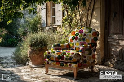 Plaza Mayor | Multicolour Abstract Circle &amp; Square Fabric | Fiesta de Colores Collection