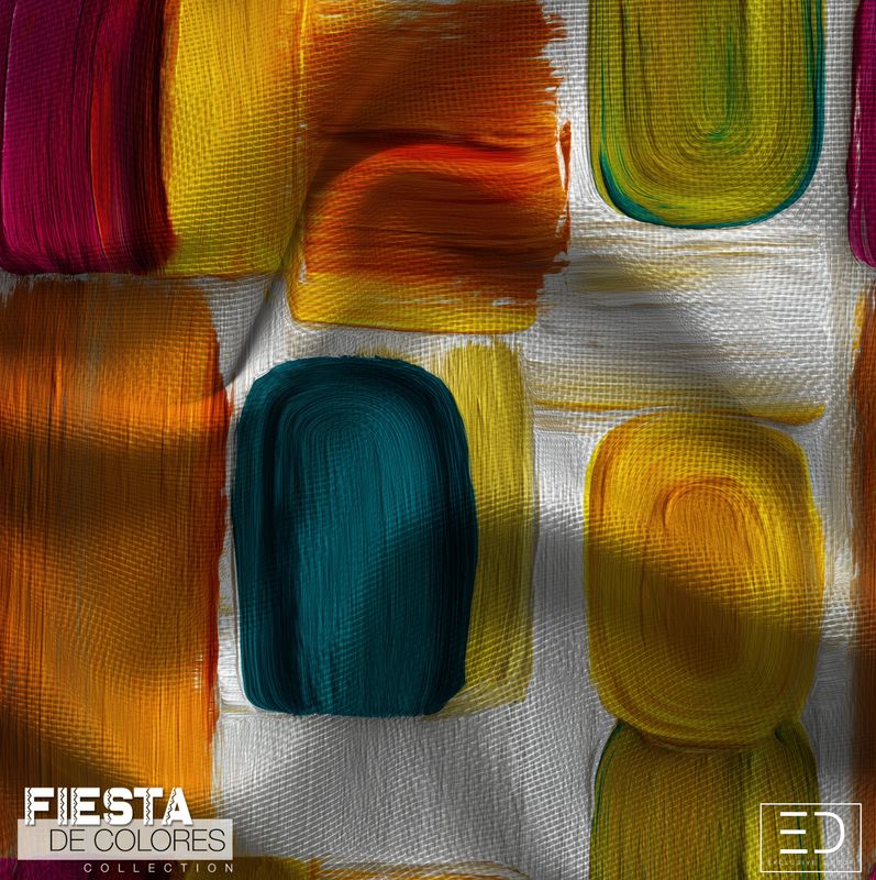 Los Bloques | Ochre, Teal & Magenta Abstract Block Fabric | Fiesta de Colores Collection Los Bloques | Ochre, Teal & Magenta Abstract Block Fabric | Fiesta de Colores Collection